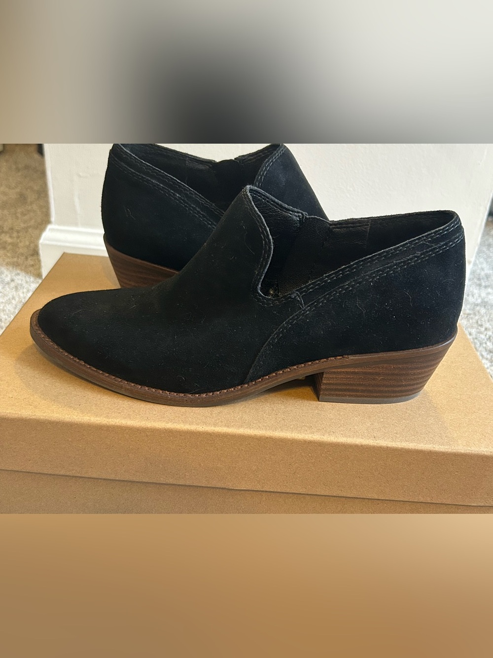 Lucky Brand Black Suede Slip-On Low Heel Mule/Ankle Bootie